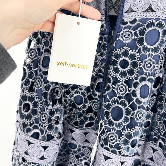 NWT Self-Portrait Floral Embroidery Cut-Out Midi Dress - Picture 7 of 9